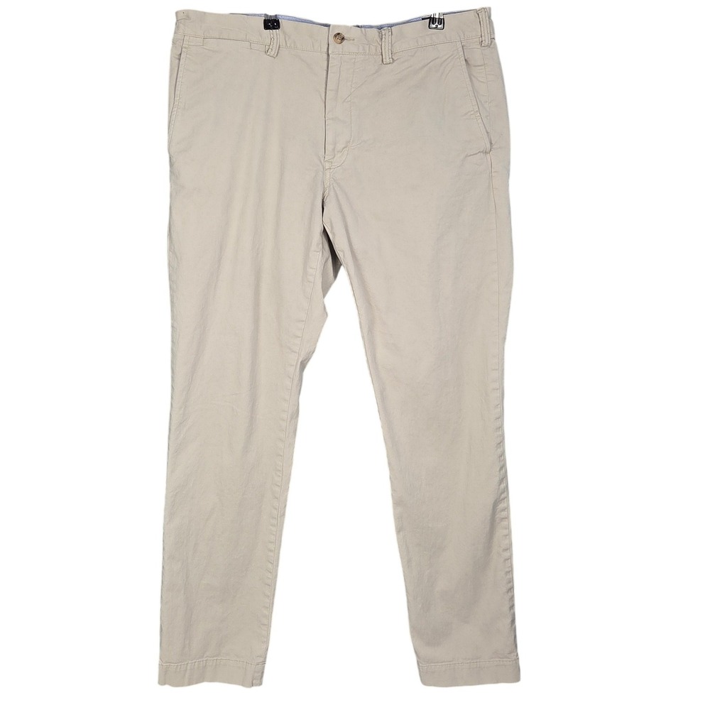 Polo Ralph Lauren Chino Pants Mens 36x32 Beige Khaki Slim Stretch Zip Twill Pony